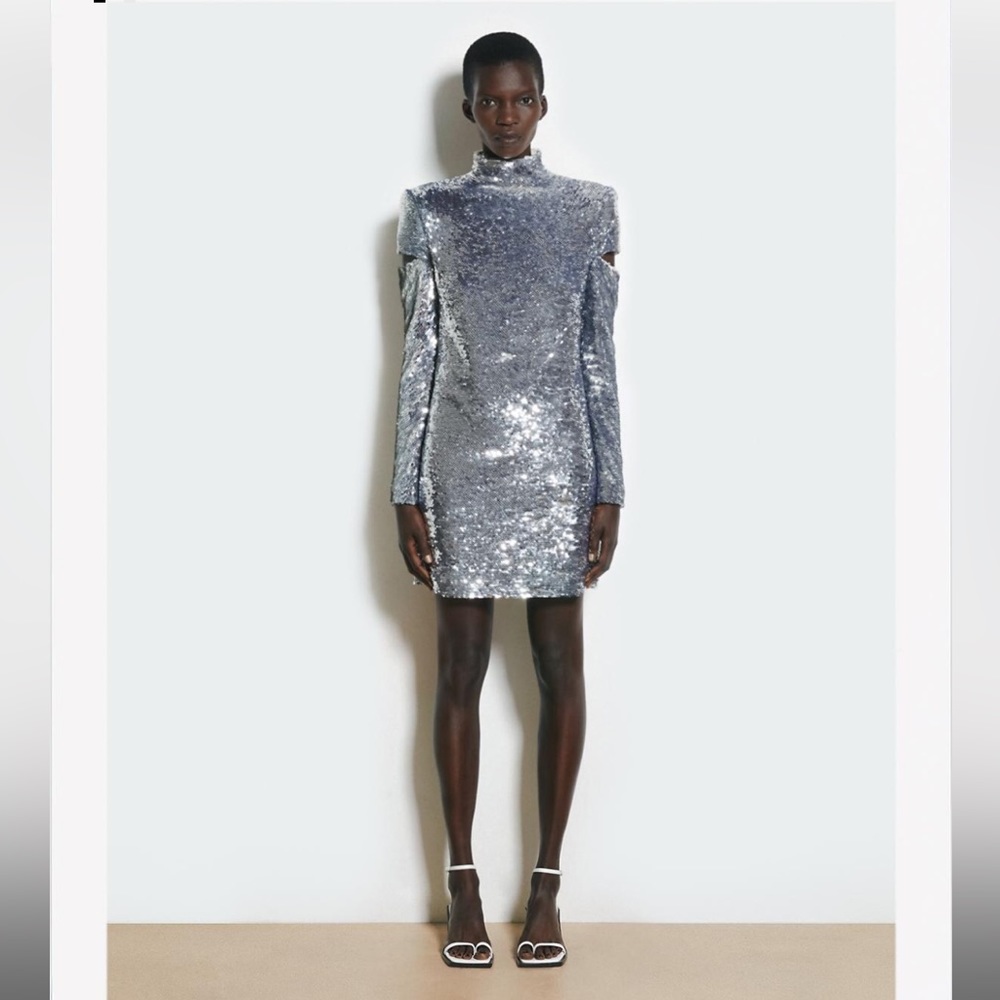 Helmut Lang disco sequin long sleeve mini dress, size small